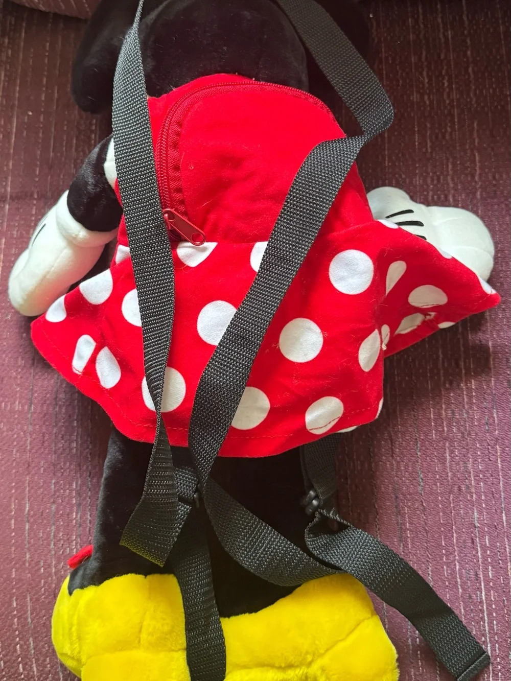 Vintage Disney Minnie Mouse Plush Backpack Red Polka Dot Dress - 21”